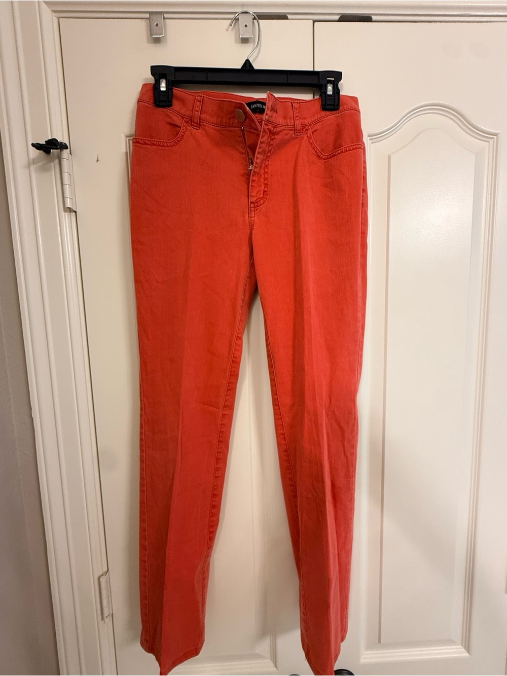 Lafayette 148 New York Slim Straight Pants Coral Poppy Orange Size 2